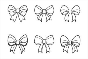 Six Black Outline Drawings of Bows Different Styles vector