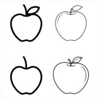 Four Simple Black Line Drawings of Apples Fruit Line Art vector