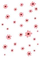 floral pattern with hand drawn scattered pink flowers on white background for cute fabric, wrapping paper, nursery prints and spring designs vector