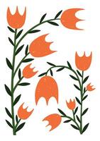 Playful hand drawn tulip-style flowers with organic texture. Great for spring cards, nursery decor, and botanical prints. vector