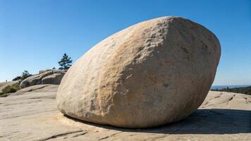A large rock sitting on top of a mountain photo