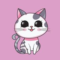 Cute female cat in kawaii style vector