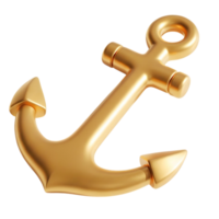 minimalist 3D gold anchor in cheerful and fun design png