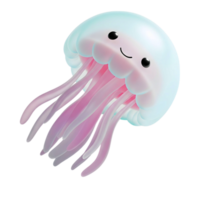 minimalist 3D cute jellyfish in cheerful and fun 3d design png