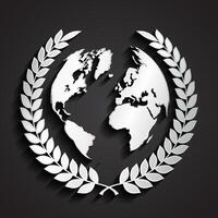 Globe with laurel wreath design vector
