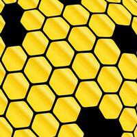 Yellow hexagonal pattern on black background vector