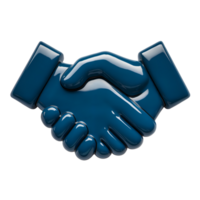 Glossy Dark Blue 3 D Plastic Handshake Icon Render Isolated on a transparent background image png