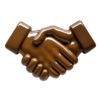 Brown Glossy 3 D Plastic Handshake Icon Render Isolated on a transparent background image png