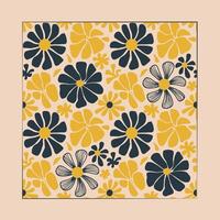 Floral pattern with contrasting shapes. vector