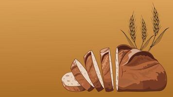 Fragrant bread with golden ears, of grain vector