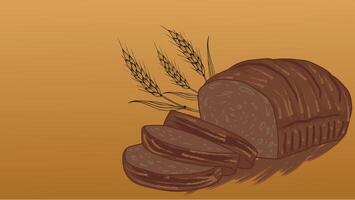 Fragrant bread with golden ears of grain, vector