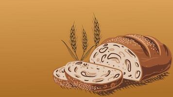 Fragrant bread with golden ears of grain vector