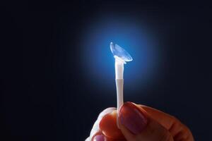 Macro Contact Lens on Applicator for Vision Correction, Better Eyesight and Glasses Replacement photo