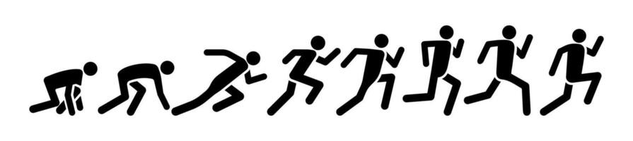 Standing, Walking, and Running Man Icon Set - Dynamic Athlete in Motion with Start and Run Poses Illustration vector
