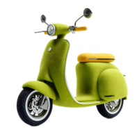 A 3D rendering of a stylized minimalist electric scooter icon made from soft green felt material png