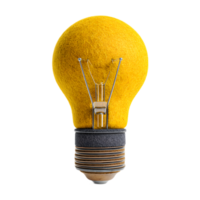 A warm yellow felt light bulb representing the spark of an innovative idea or breakthrough solution png