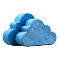 Rendering of a stylized abstract cloud shaped icon representing cloud computing and data storage technology png