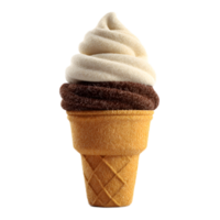A soft fluffy ice cream cone with a swirled creamy topping in a classic vanilla or chocolate flavor ready to indulge in on a warm summer day png