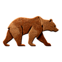 A highly stylized and abstract of a bear icon crafted from a textured felt material isolated on a plain background png