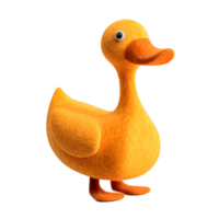 A colorful yellow plush duck toy crafted from soft fluffy felt material with a sweet smiling expression and classic bird like features png