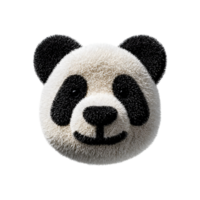 Adorable and cuddly panda bear icon crafted from plush fuzzy felt material with a friendly rounded design png