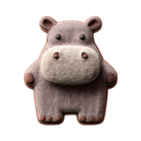A charming and whimsical felt hippopotamus plush toy with a soft fluffy and textured surface inviting touch and imagination png