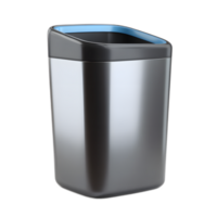 A sleek and contemporary office waste bin with a minimalist black and blue color scheme designed for efficient waste management in a professional workspace png