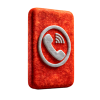 Closeup of a red felt icon representing a phone or communication device with a wireless signal symbol in the center png