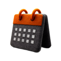 A calendar icon crafted from soft textured felt material in a minimalist and modern design png