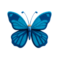 A beautifully crafted 3D butterfly sculpture made of soft textured felt material in a vivid shade of blue png