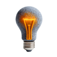 A felt light bulb glowing with a warm inviting light representing the concept of idea and innovation through sustainable and creative design png