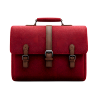 A sturdy and stylish red felt briefcase with leather trim metal buckles and a comfortable handle for professional use and travel png