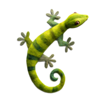 A detailed and vibrant felt gecko figurine that captures the intricate textures and patterns of this fascinating reptile showcasing the beauty of nature through a unique and handcrafted design png