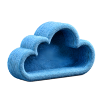 Visually striking 3D rendering of a stylized blue cloud shaped icon representing the concept of cloud computing and digital data storage png