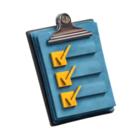 Closeup view of a clipboard with a checklist and three yellow checkmarks representing completed tasks or items on a to do list png