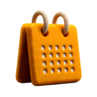 Minimalist 3D rendering of a modern calendar icon made of soft textured felt material in a warm neutral color palette png