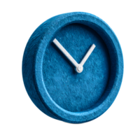 A sleek and modern felt clock icon in a soft blue hue featuring a simple and minimalist design that can be used as a decorative accessory or functional timepiece png