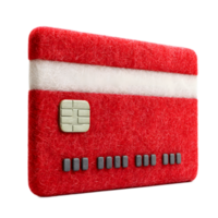 3D rendering of a red and white striped credit card icon featuring an embossed chip designed with a felt like fabric texture for a soft tactile appearance png