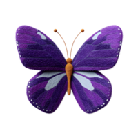 Delicate and beautifully crafted felt butterfly in a vibrant purple hue featuring intricate details and a soft textured surface png
