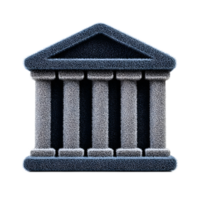 Three dimensional rendering of a classical bank or government building facade constructed from a textured felt like material png