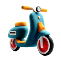 A whimsical digitally rendered electric scooter with a textured felt like appearance showcasing a retro inspired design and vibrant colors png