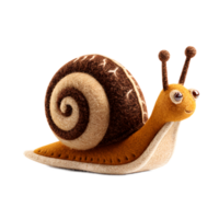 A delightful handcrafted felt snail plush toy with a soft fuzzy texture and whimsical design perfect for adding a touch of nature inspired wonder to any space png
