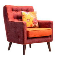 Stylish and comfortable accent chair with vibrant floral patterned upholstery and tufted details perfect for adding a touch of color and personality to any living space png