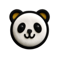 Cute and cuddly panda icon crafted from soft plush felt material featuring a minimalist and captivating design png