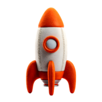 Whimsical vintage inspired felt rocket icon with retro design elements representing the and imagination of startup growth and technological innovation png