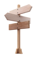 A simple clean wooden signpost with multiple directional arrows pointing in different directions symbolizing choice guidance and the path ahead png