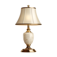 Ornate bedside lamp with a classic marble base and intricate brass detailing creating a warm and sophisticated ambiance in a bedroom or living space png