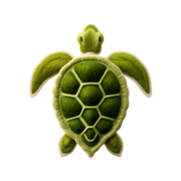 Soft green textured plush felt turtle icon with a geometric shell pattern inspired by nature and wildlife design png