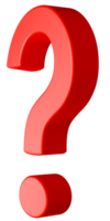 Red question mark isolated on transparent background, represents confusion and the search for answers. It symbolizes inquiry and uncertainty png