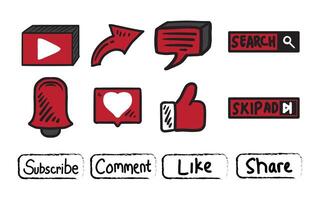 Social media, subscribe, follow, share, like, comment designs vector